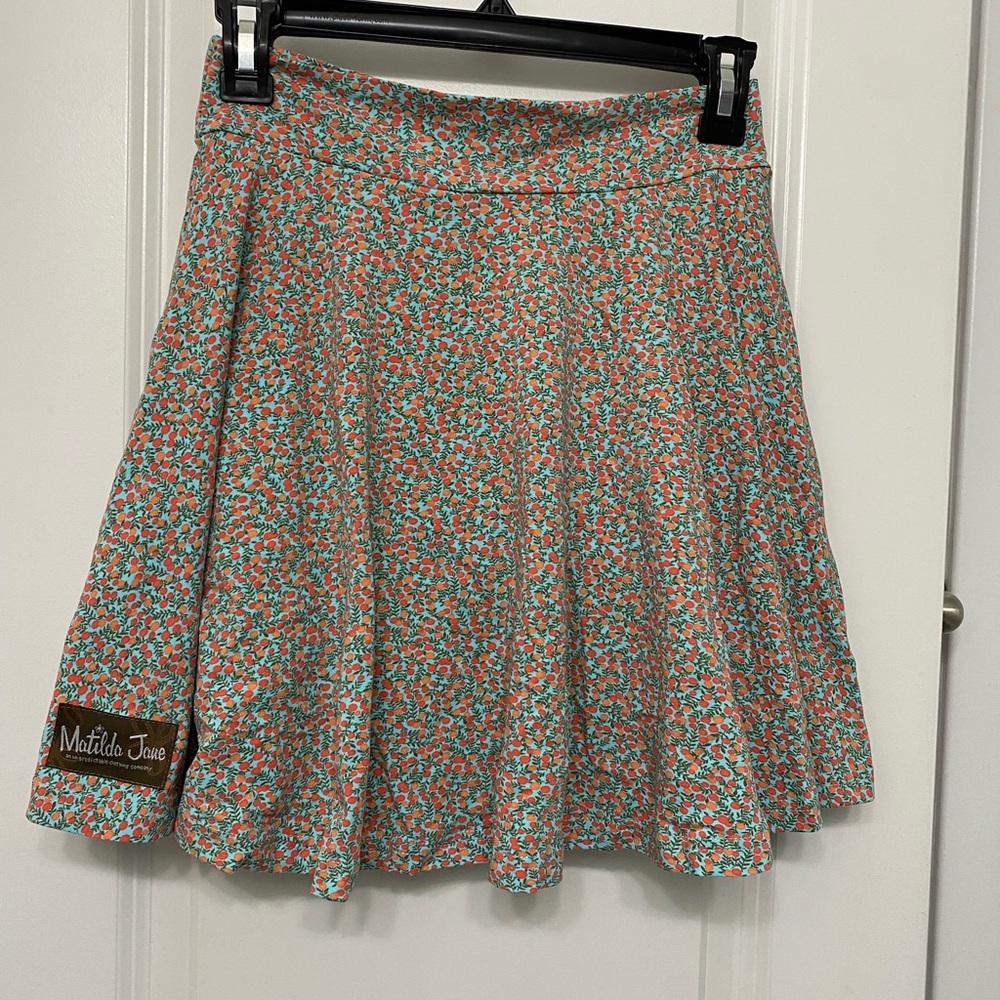 Matilda Jane Floral Skort Girls 12 Orange Green Flower Skirt Ruffle Bloomers New